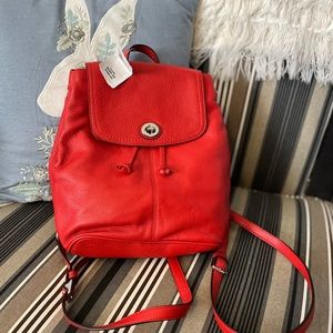 New Coach Park Vermilion Leather Backpack